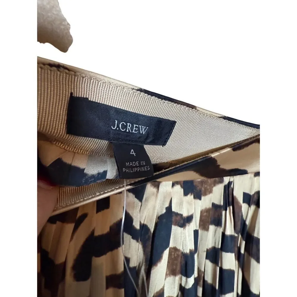 NWT J. Crew Featherweight Satin Skirt in Zebra Sz. 4